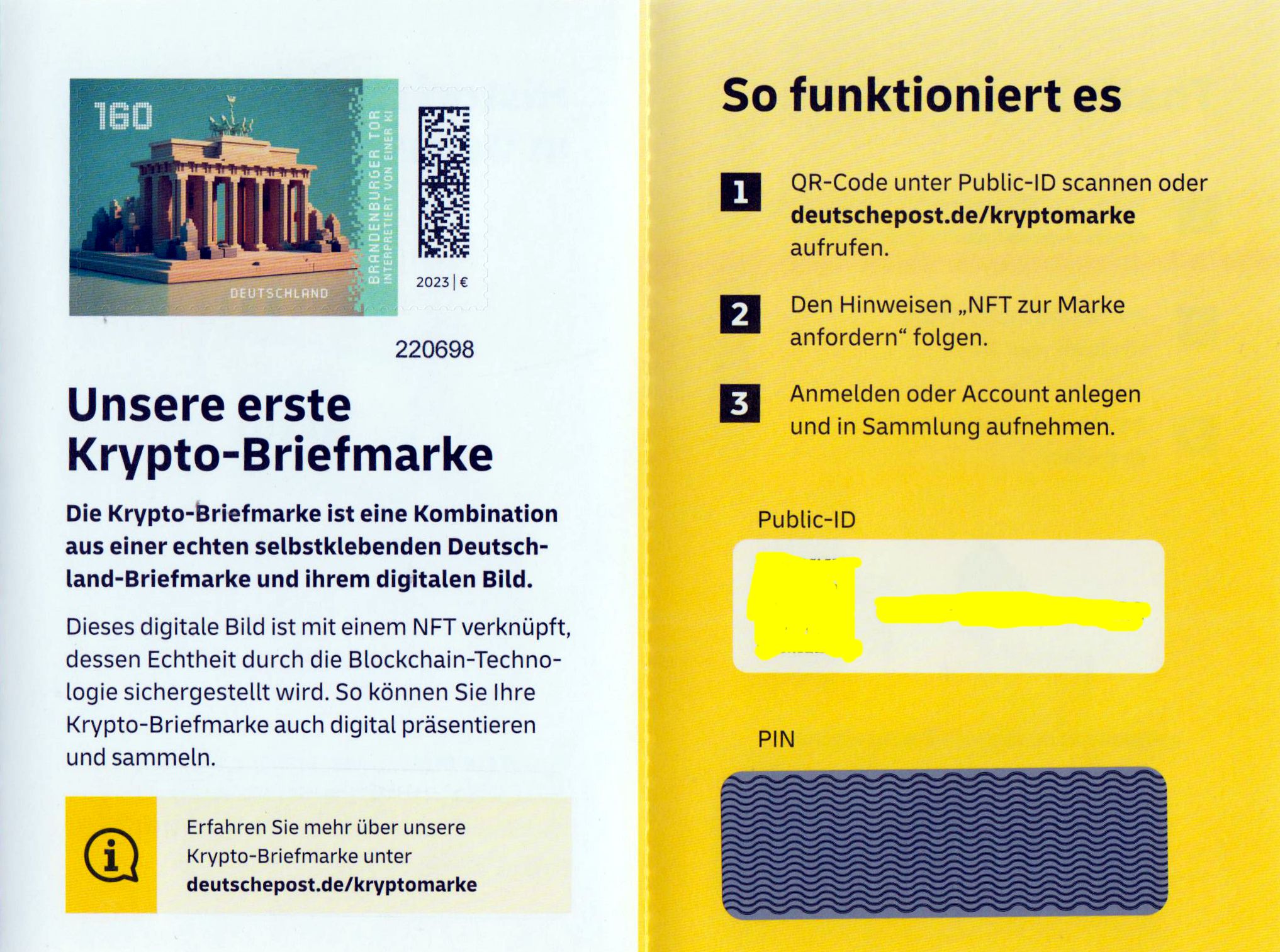 MH: Historische Bauwerke, Brandenburger Tor, Crypto-Stamp 2023, sk