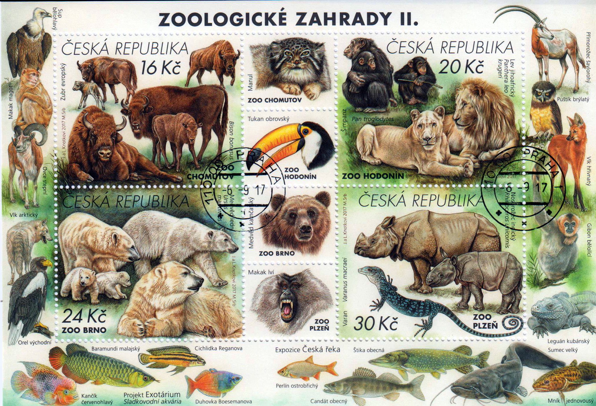 Block: Naturschutz 2017, Zoo Chomutov, gestempelt