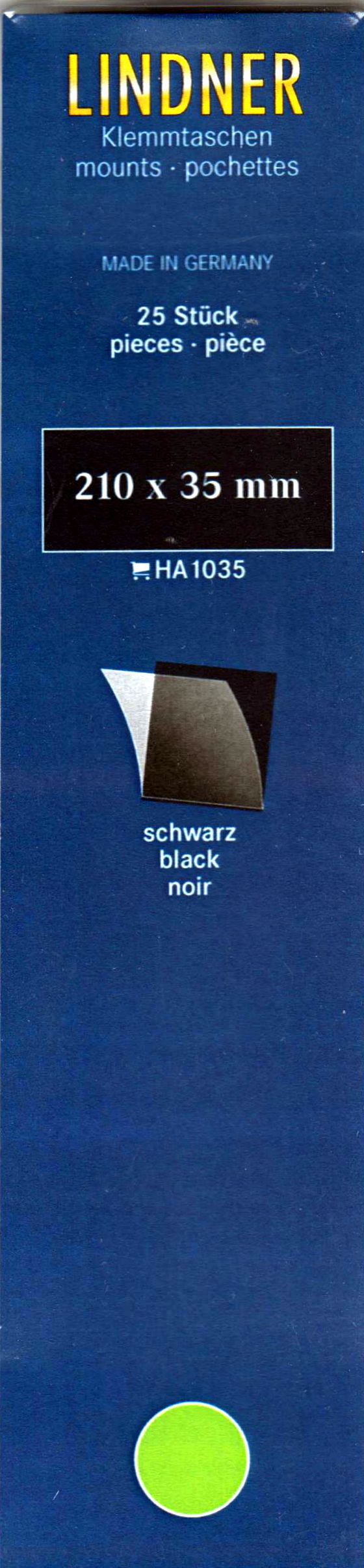 Lindner Klemmstreifen HA1035, zu 25 Stück 210 x 35 mm, schwarz