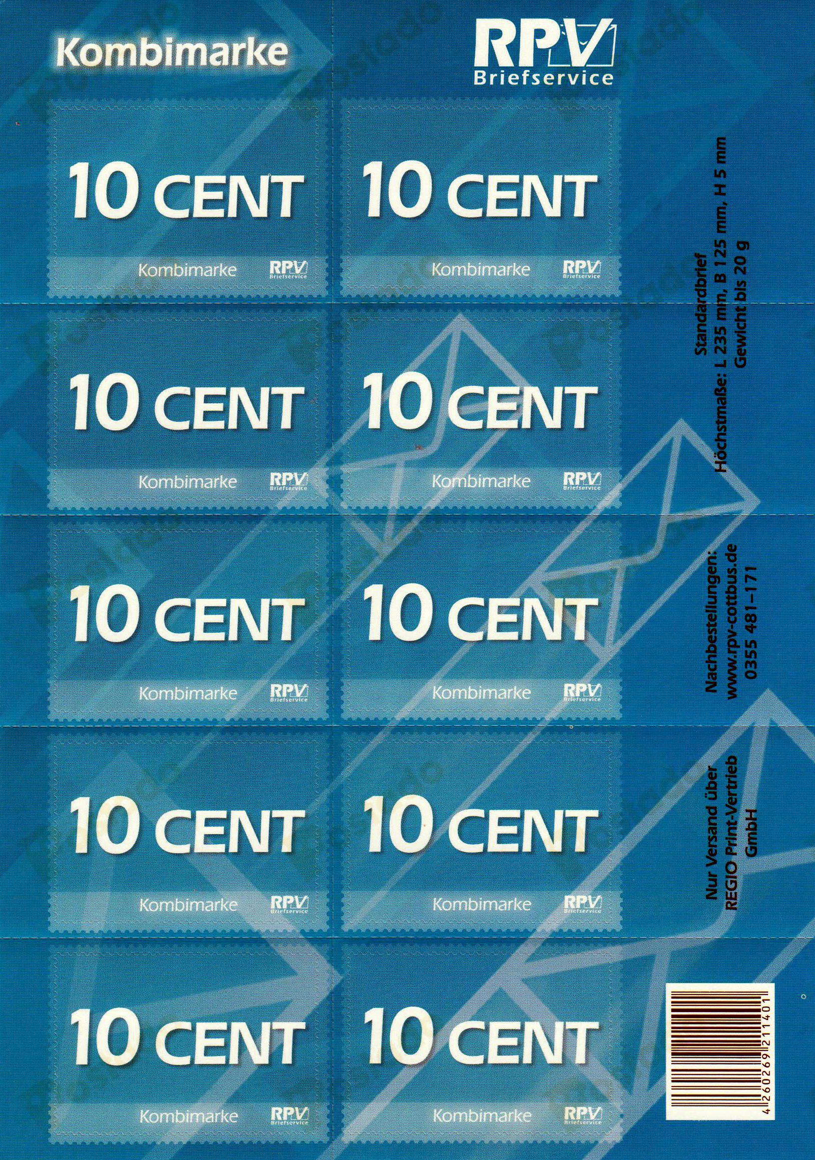 Kombimarke 10 Cent 2016