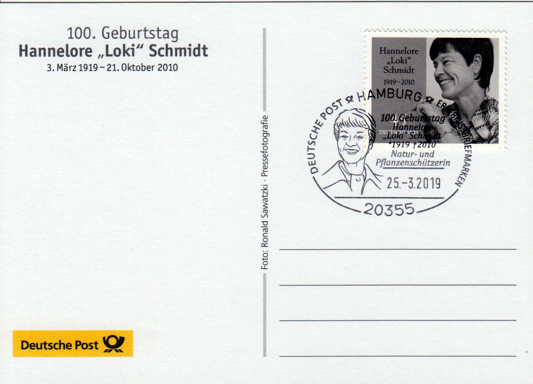 100. Geburtstag Hannelore "Loki" Schmidt 2019