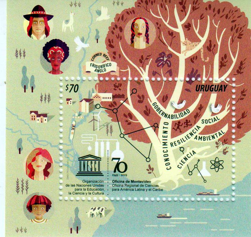 Block: UNESCO 2019, 70 Jahre Niederlassung  in Montevideo