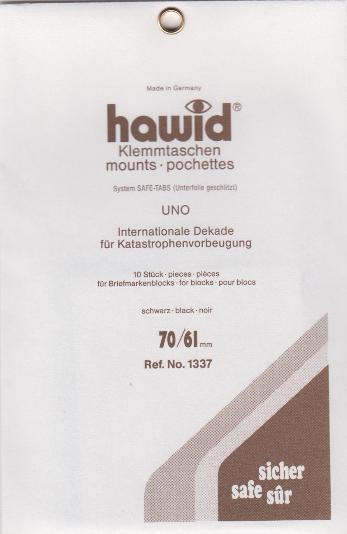 Hawid Klemmtasche 1337, 10 Stück schwarz, 70x61 mm, System SAFE-TABS