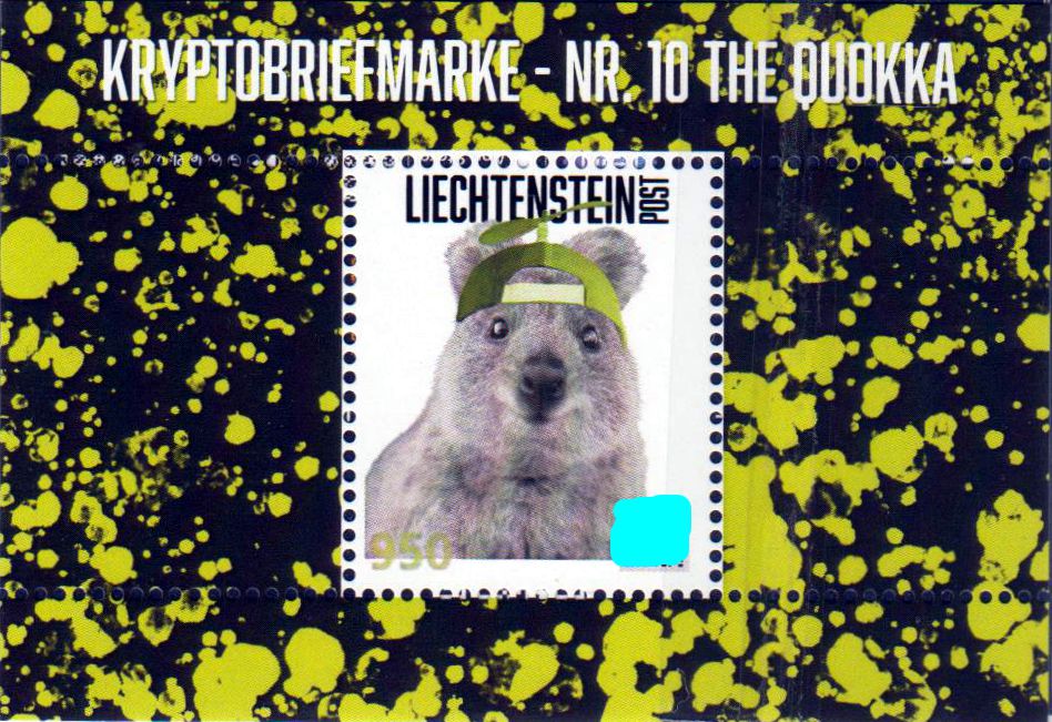 Block: Kryptomarke Nr. 10, Quokka 2024, türkise Kappe