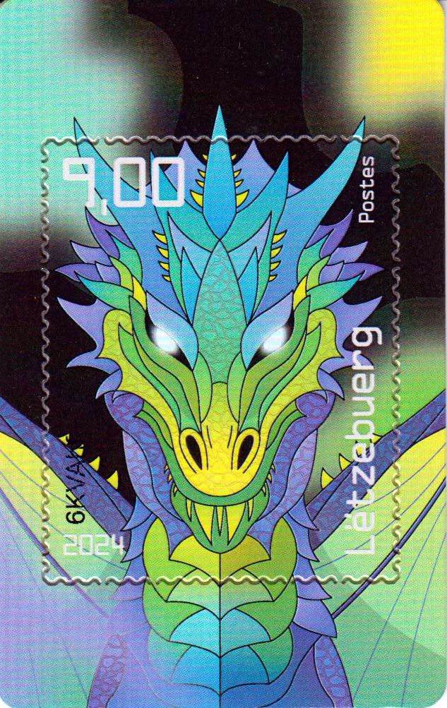 Block: Crypto Drache 2024, Hologramm, digitaler Drache "Schwarz"