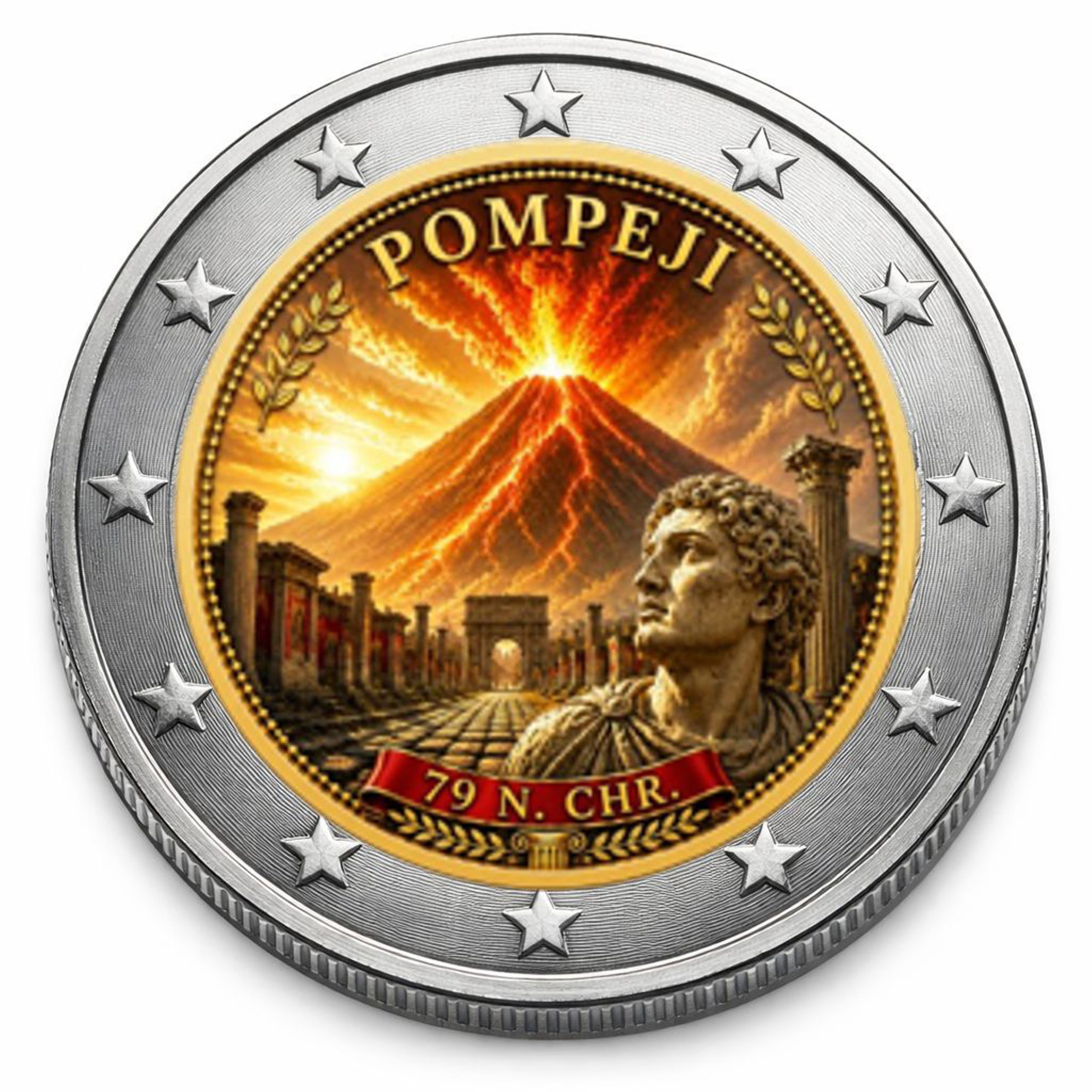 2 Euro Münze coloriert "Pompeji" 2026