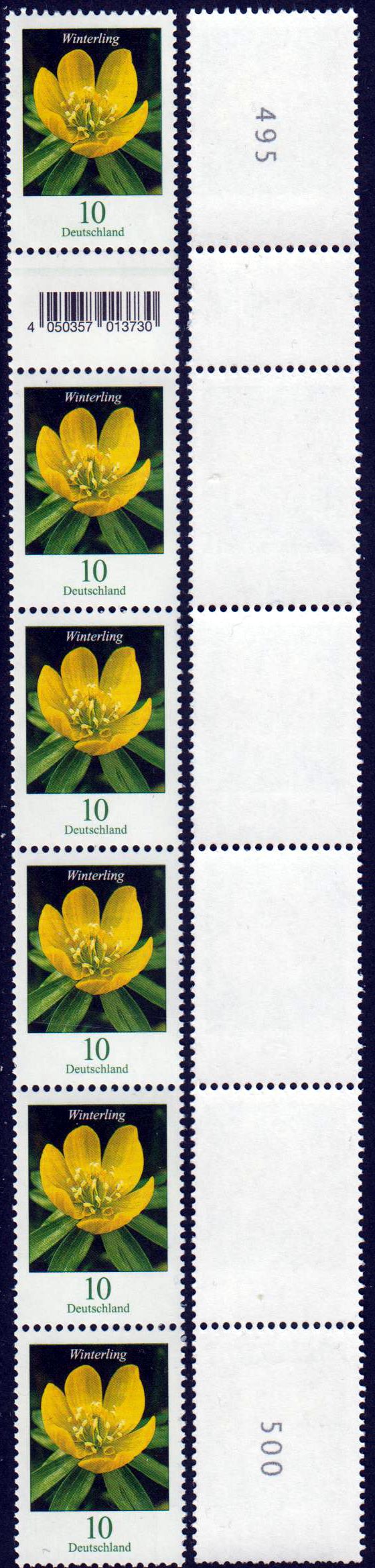 Dauer Winterling 2017 schwarze Nr 6er Streifen Rollenanfang EAN Code 013730