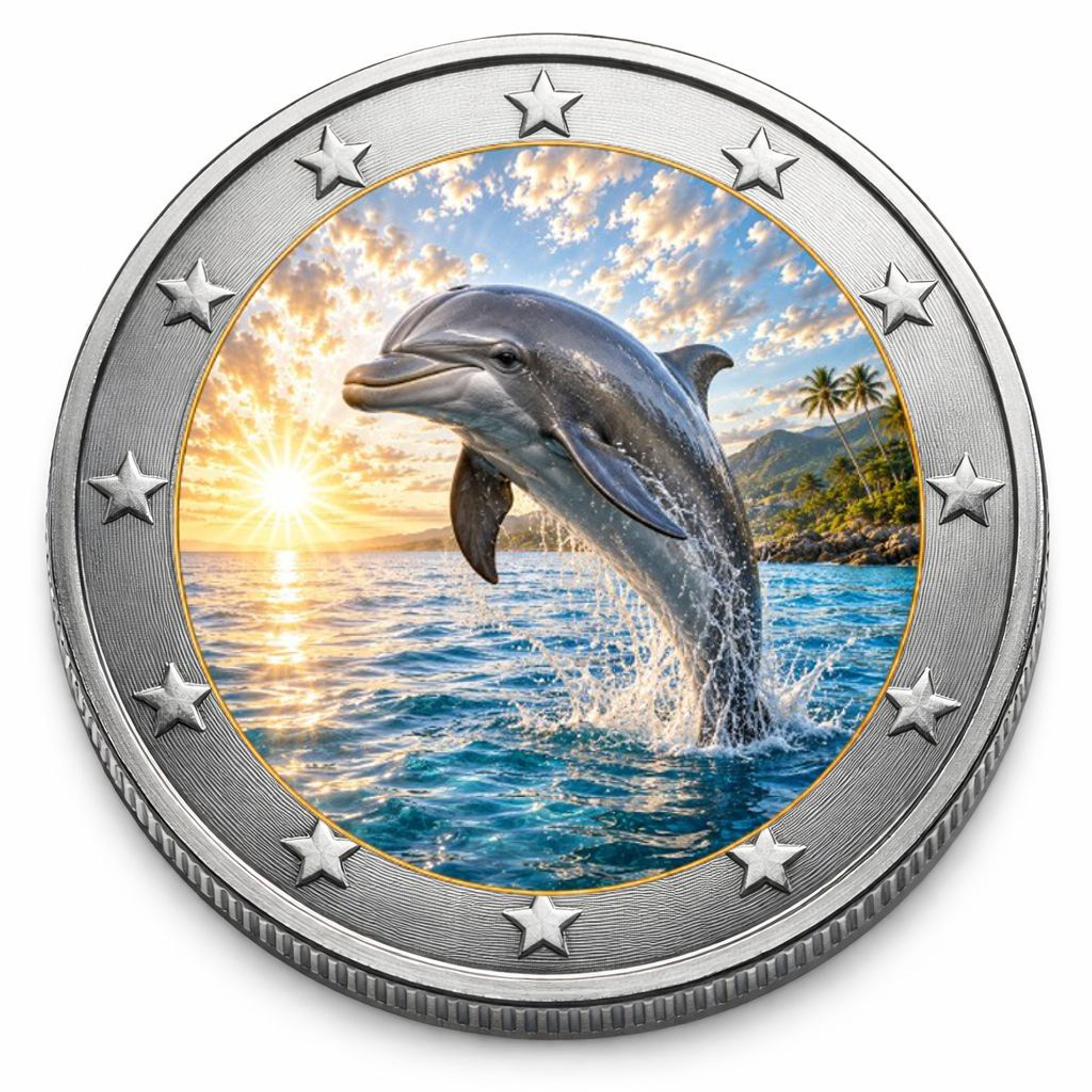 2 Euro Münze coloriert "Delfin" 2026