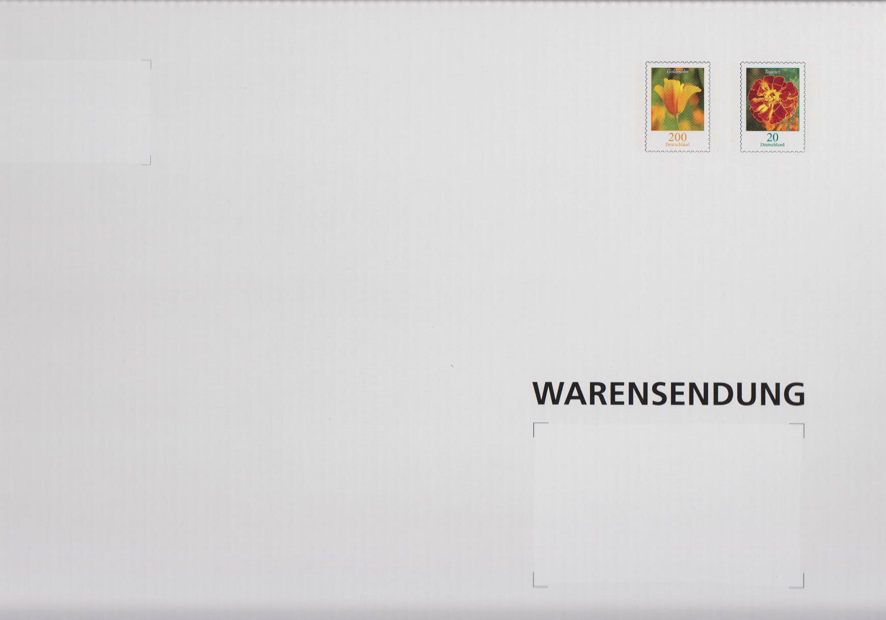 Warenpack Warensendung M, 200 + 20 ct, Faltkarton mit eingedr. Blumenmarken