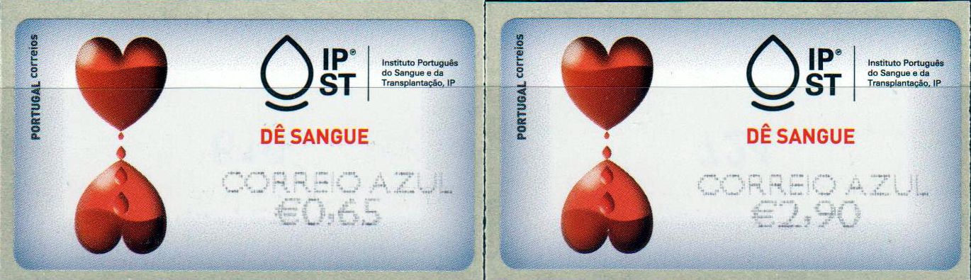 Blut Spenden 2019, Herzen, mit Aufdruck "Correio Azul" (PT19203)