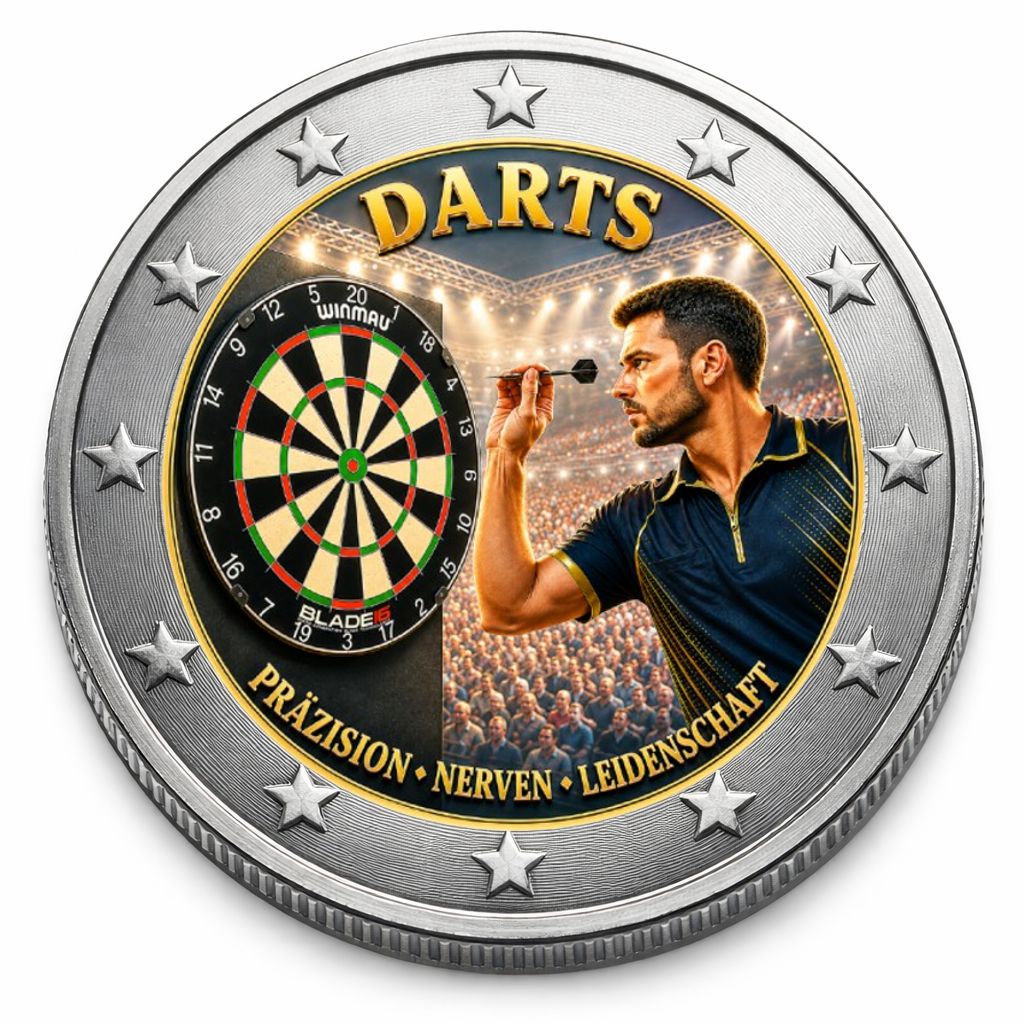 2 Euro Münze coloriert "Darts - Präzision,  Nerven, Leidenschaft" 2026