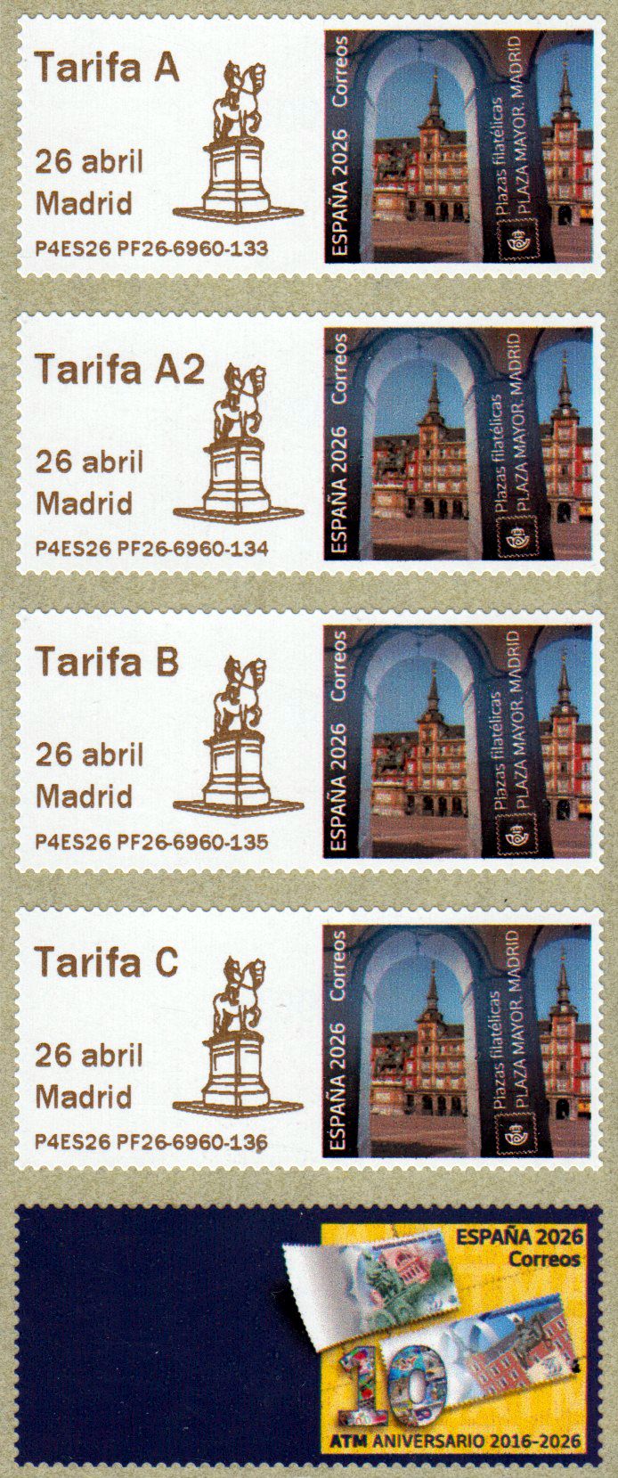 Plaza Mayor 2026, mit Zudruck "Statue" und Zierfeld (ES26550)