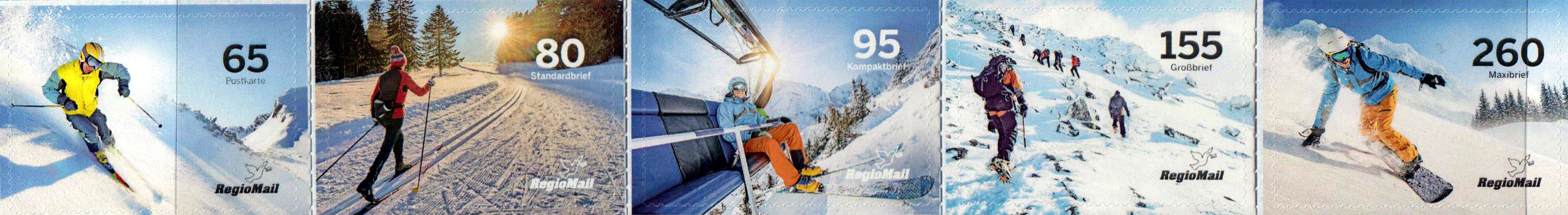 Sportliche Wintergrüße 2022, gestempelt
