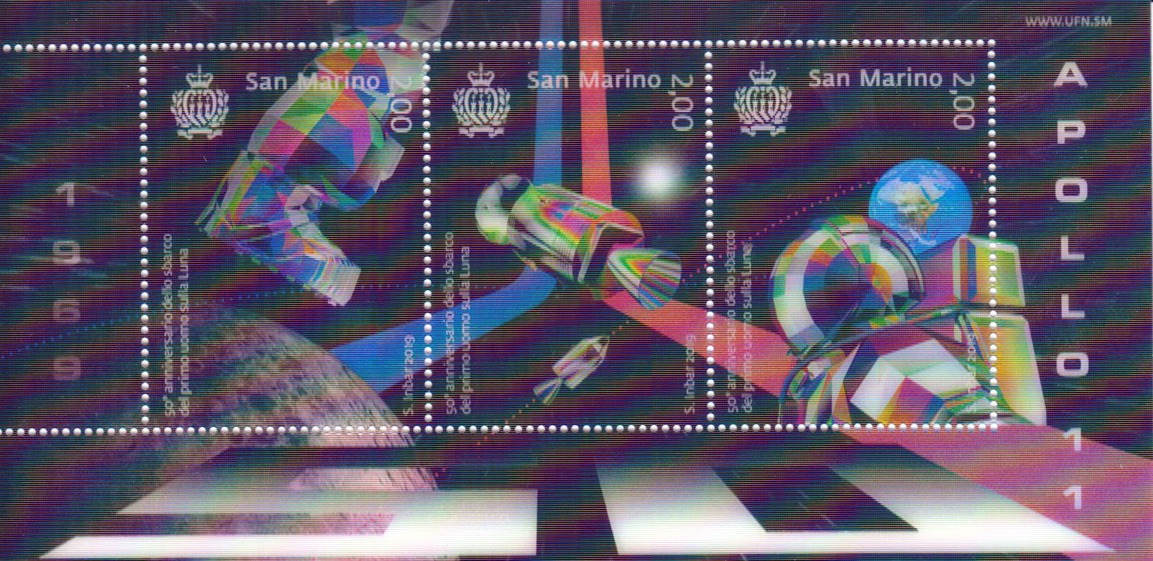 Block: 50 Jahre erste Mondlandung, 3 D Block