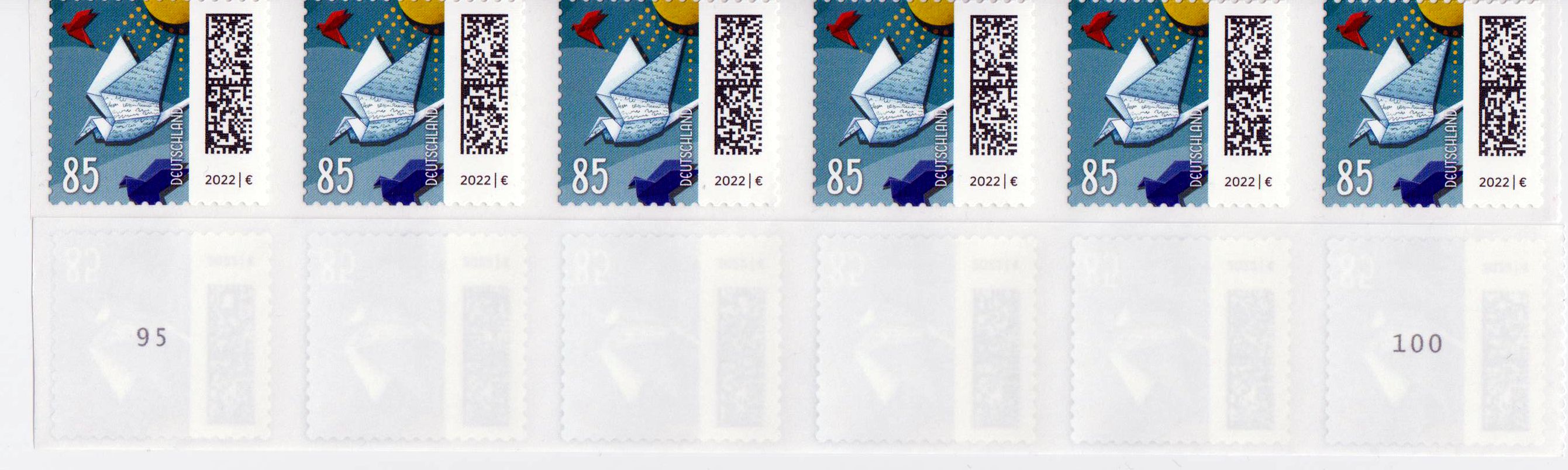 Brieftaube sk 2022, RM 6er Streifen Rollenanfang