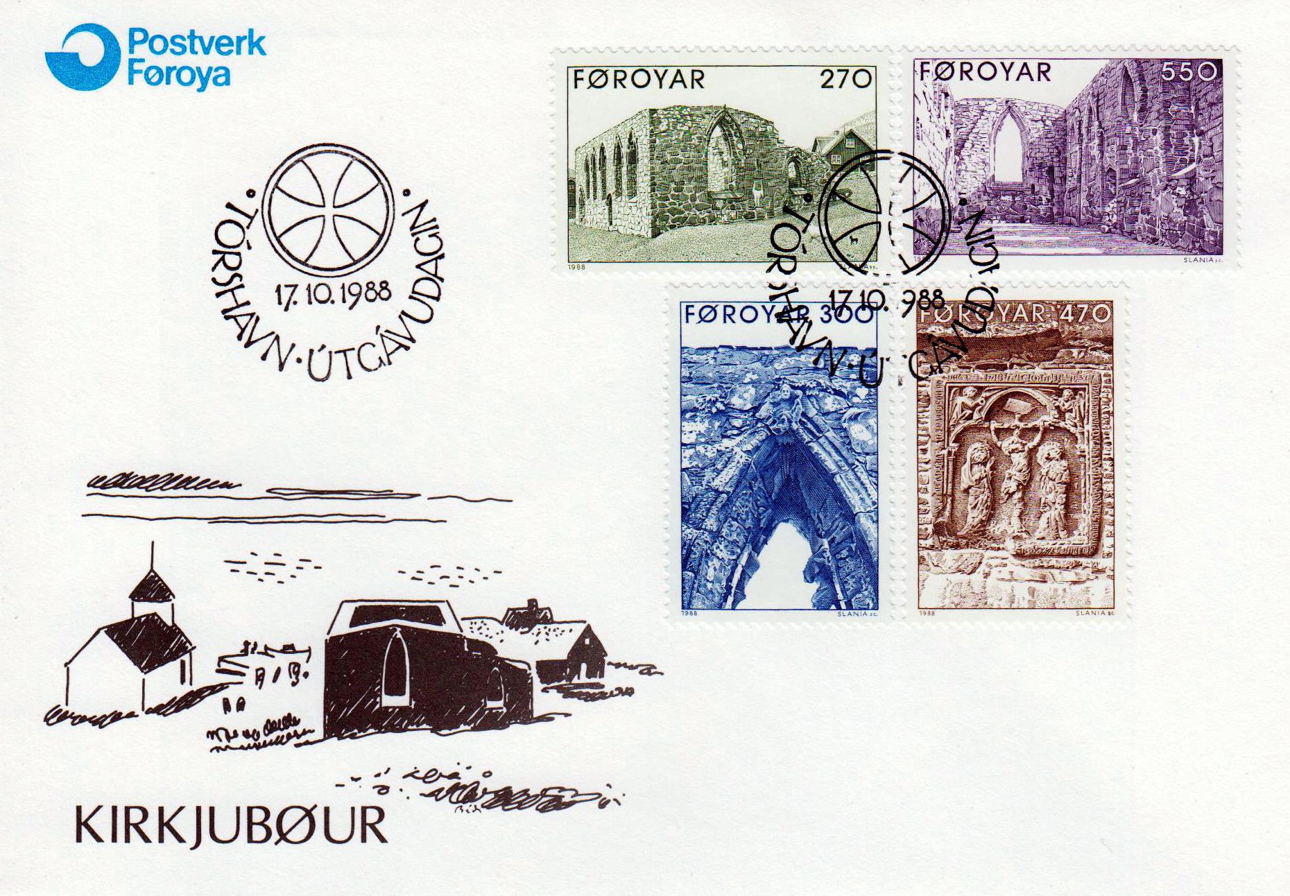 Ruine des nicht fertiggestellten Doms bei Kirkjubour 1988