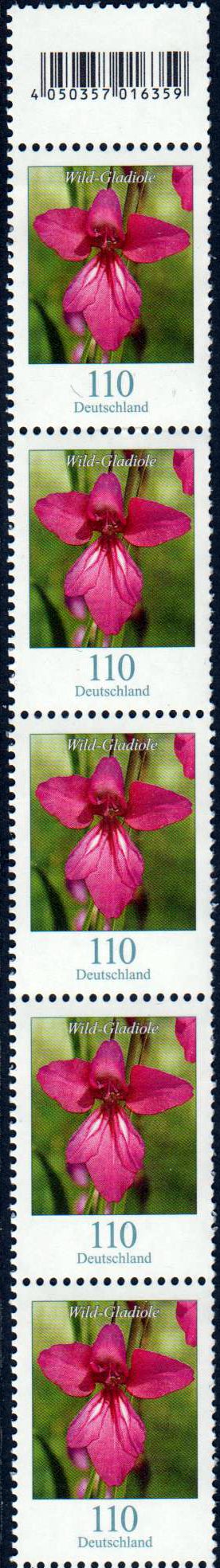 Dauer: Wild-Gladiole 2019, als 5er-Streifen mit anhängender Codemarke