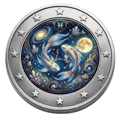 2 Euro Münze coloriert "Sternzeichen 2026 - Fische"