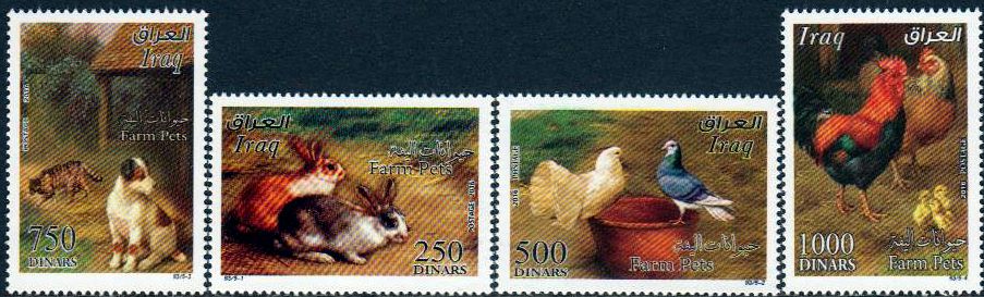 Bauernhoftiere, Hahn, Hase, Taube