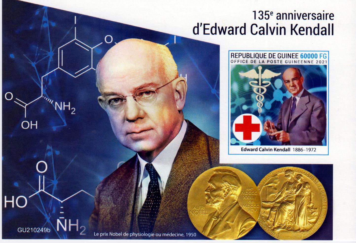 Block: 135. Geburtstag Edward Calwin Kendall, 2021 geschnitten