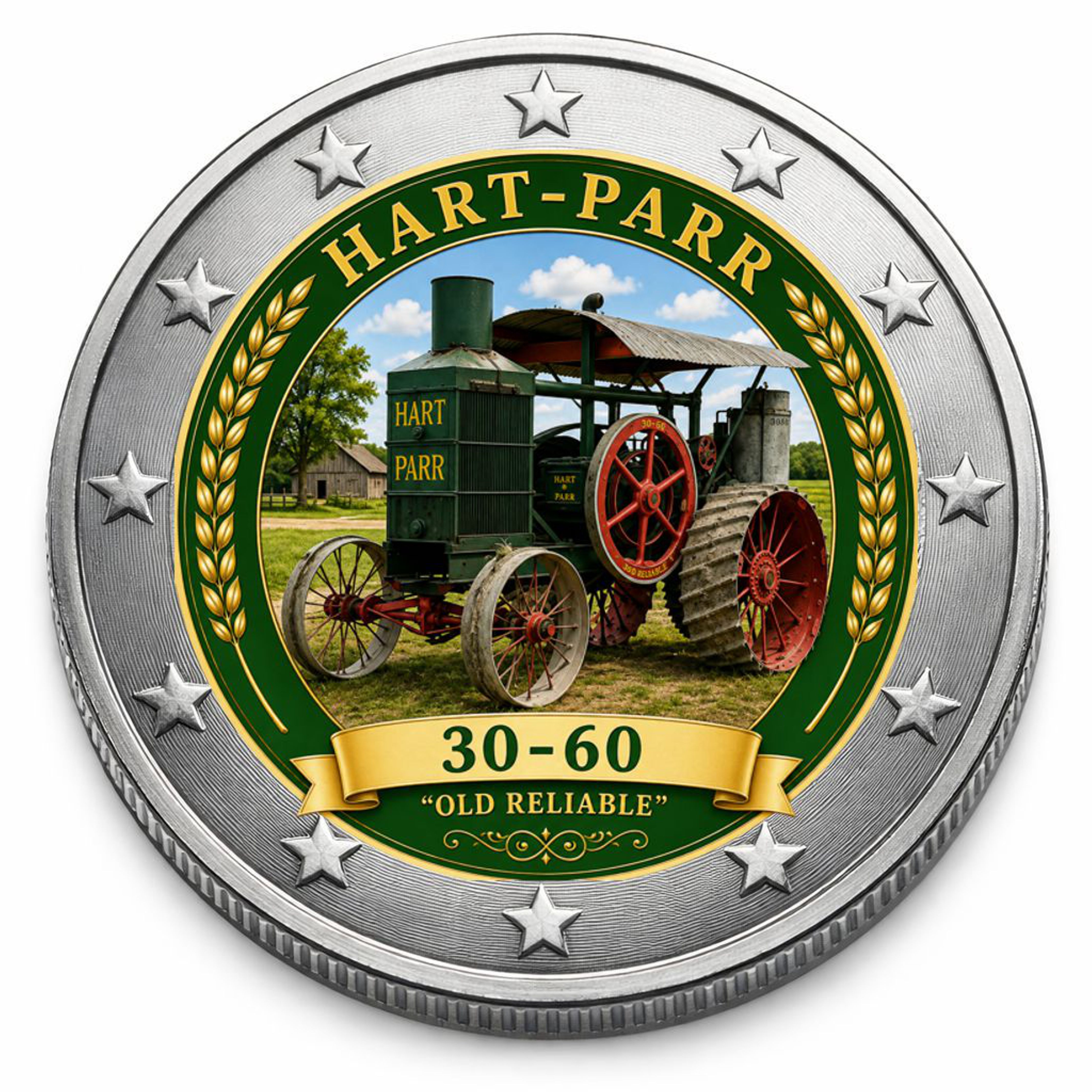 2 Euro Münze coloriert "Traktoren - Hart-Parr 30-60"