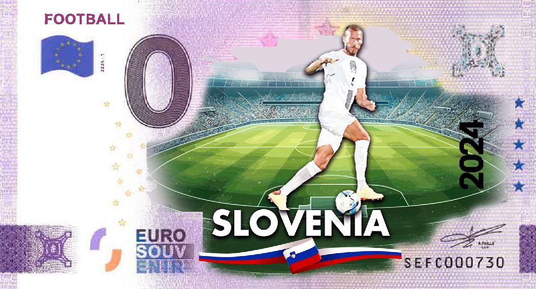 Football 2024-1, colorierter Schein zur Fußball-EM 2024 "Slovenia"