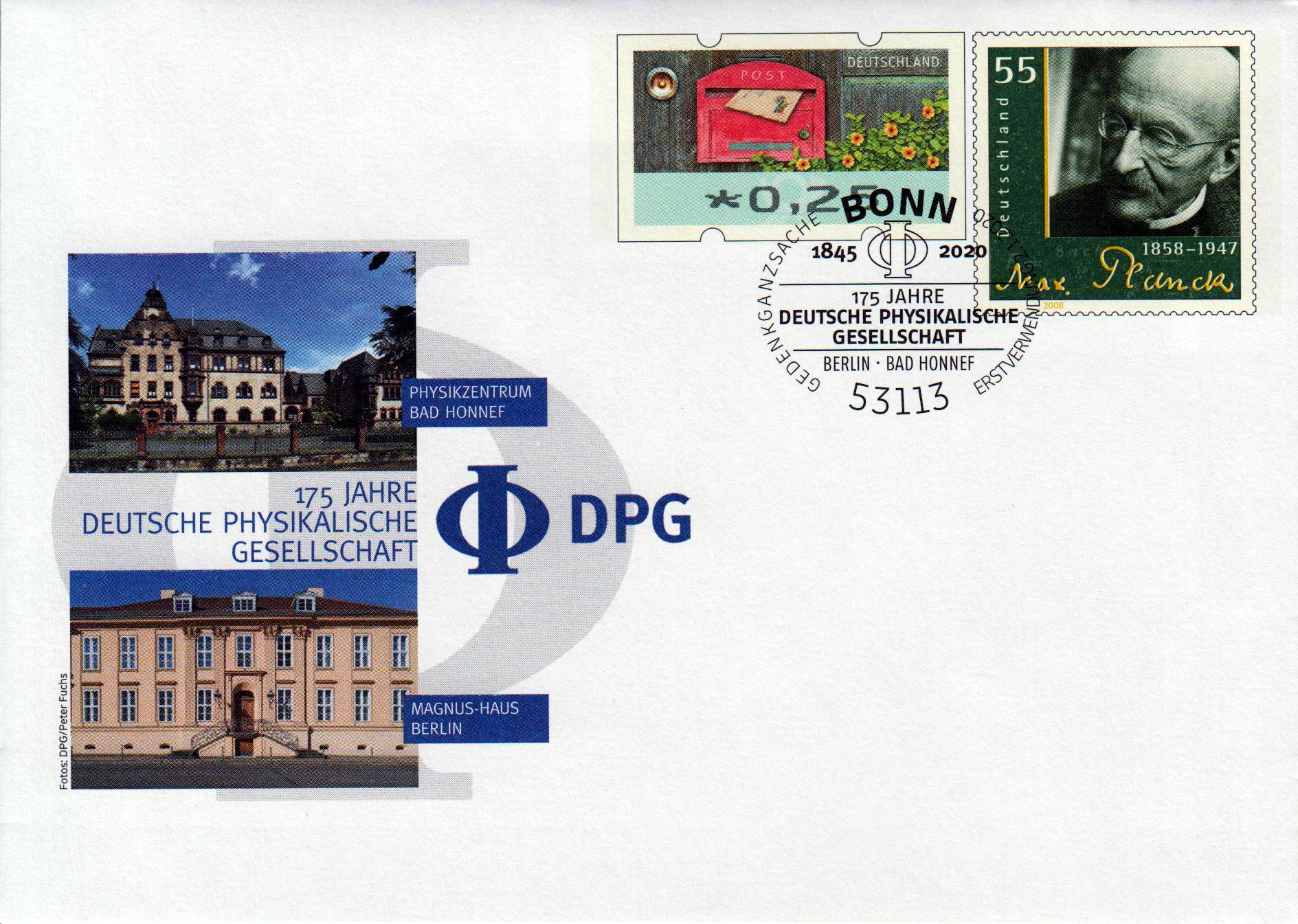 175 Jahre DPG 2019, mit Erstverwendungsstempel