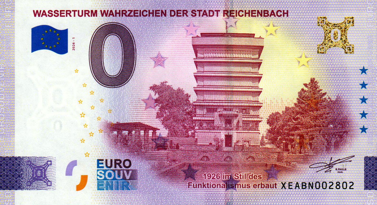 Wasserturm Wahrzeichen der Stadt Reichenbach 2026-1, Gold