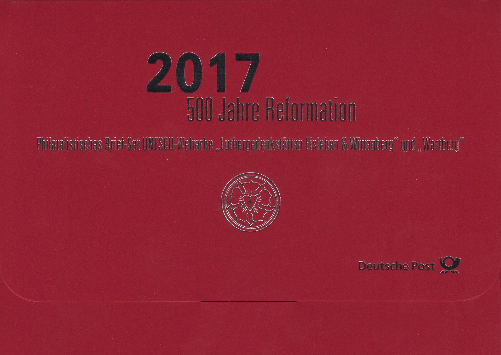Offiz. Philatelistisches Brief-Set "500 Jahre Reformation 2017" mit 7 Sonderbelegen "Gedenkstätten Luther" und 7 SSt