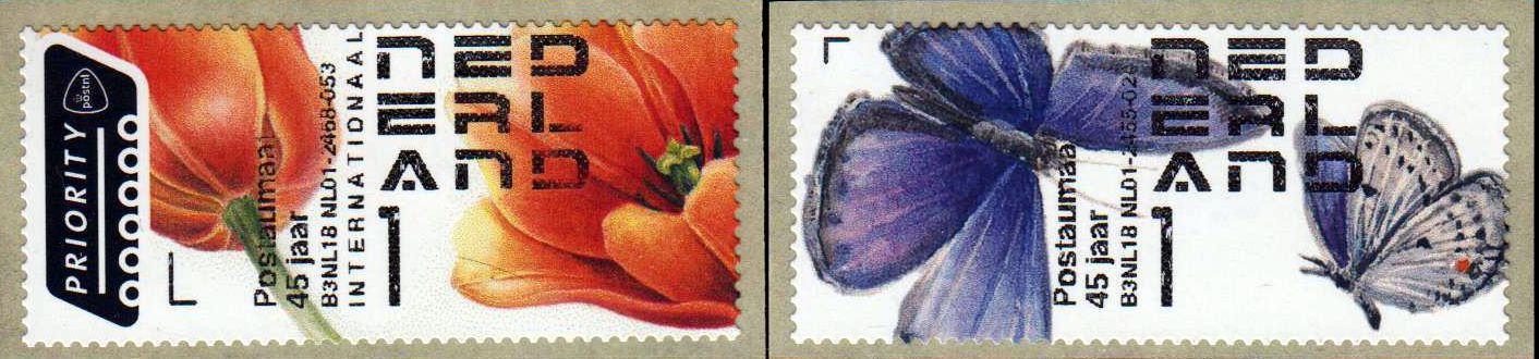 Flora und Fauna 2018, Blume, Schmetter- ling mit Aufdr. "Postaumaat 45 jaar" (NL180200)