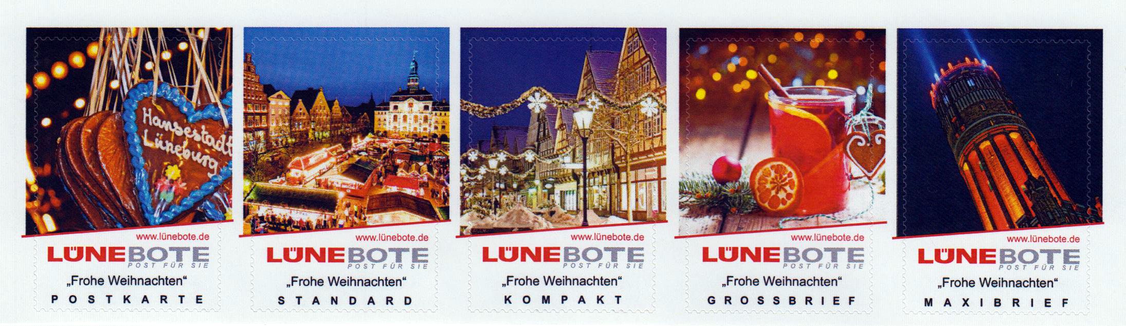 Weihnachten sk 2016, Fünferstreifen aus Mischbogen gestempelt