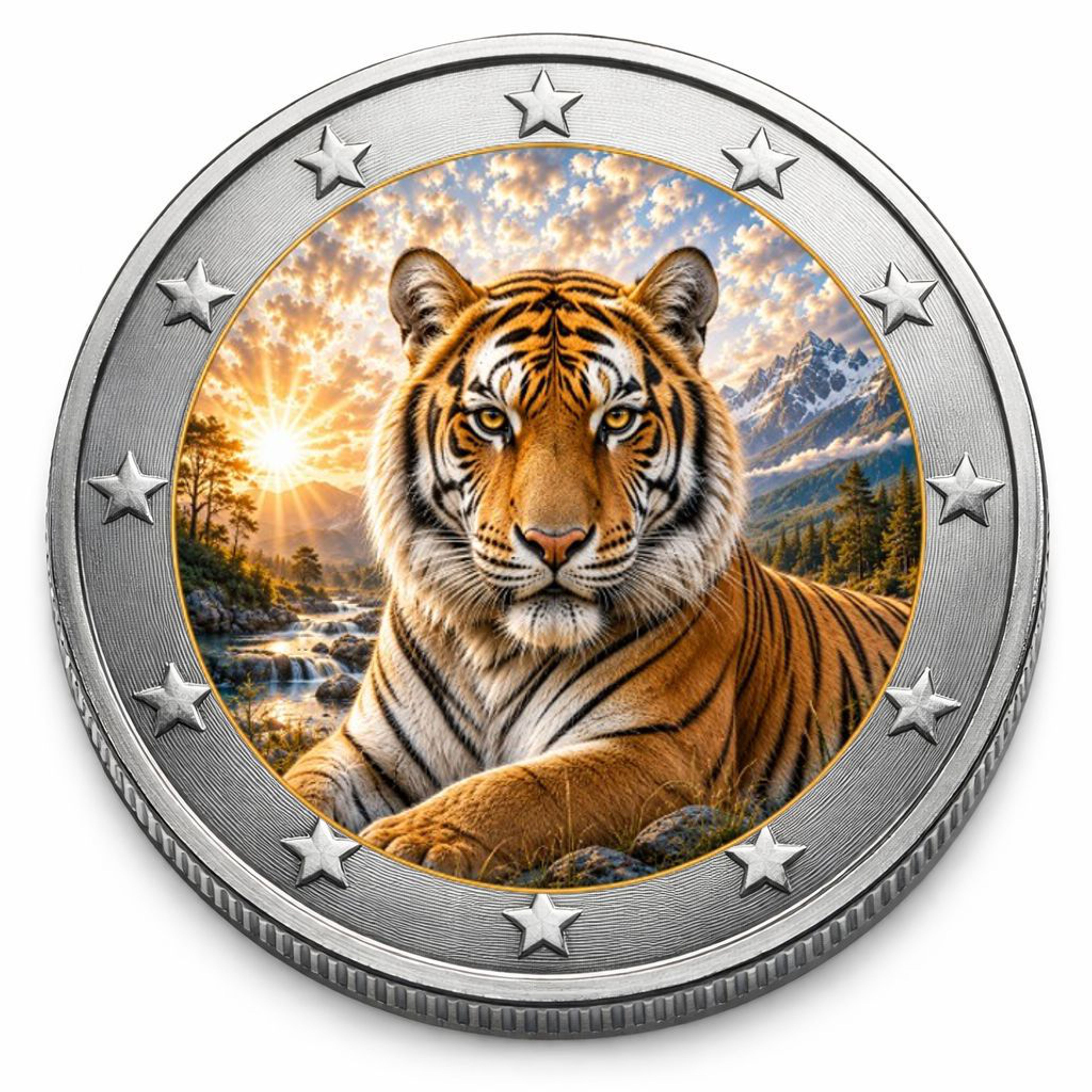2 Euro Münze coloriert "Tiger" 2026