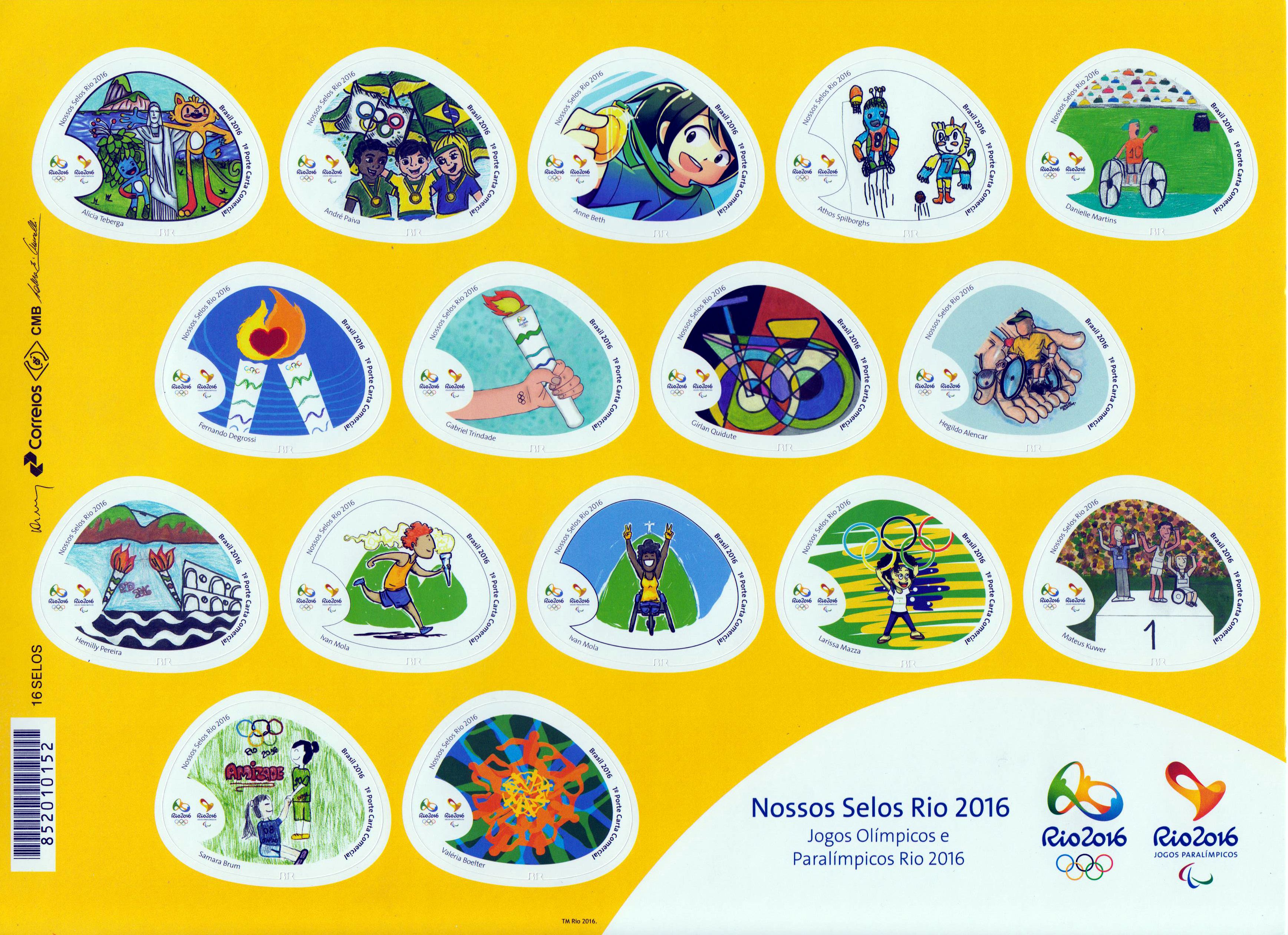 Oly. Rio 2016, Nossos Selos,  Kinderzeichnungen, sk