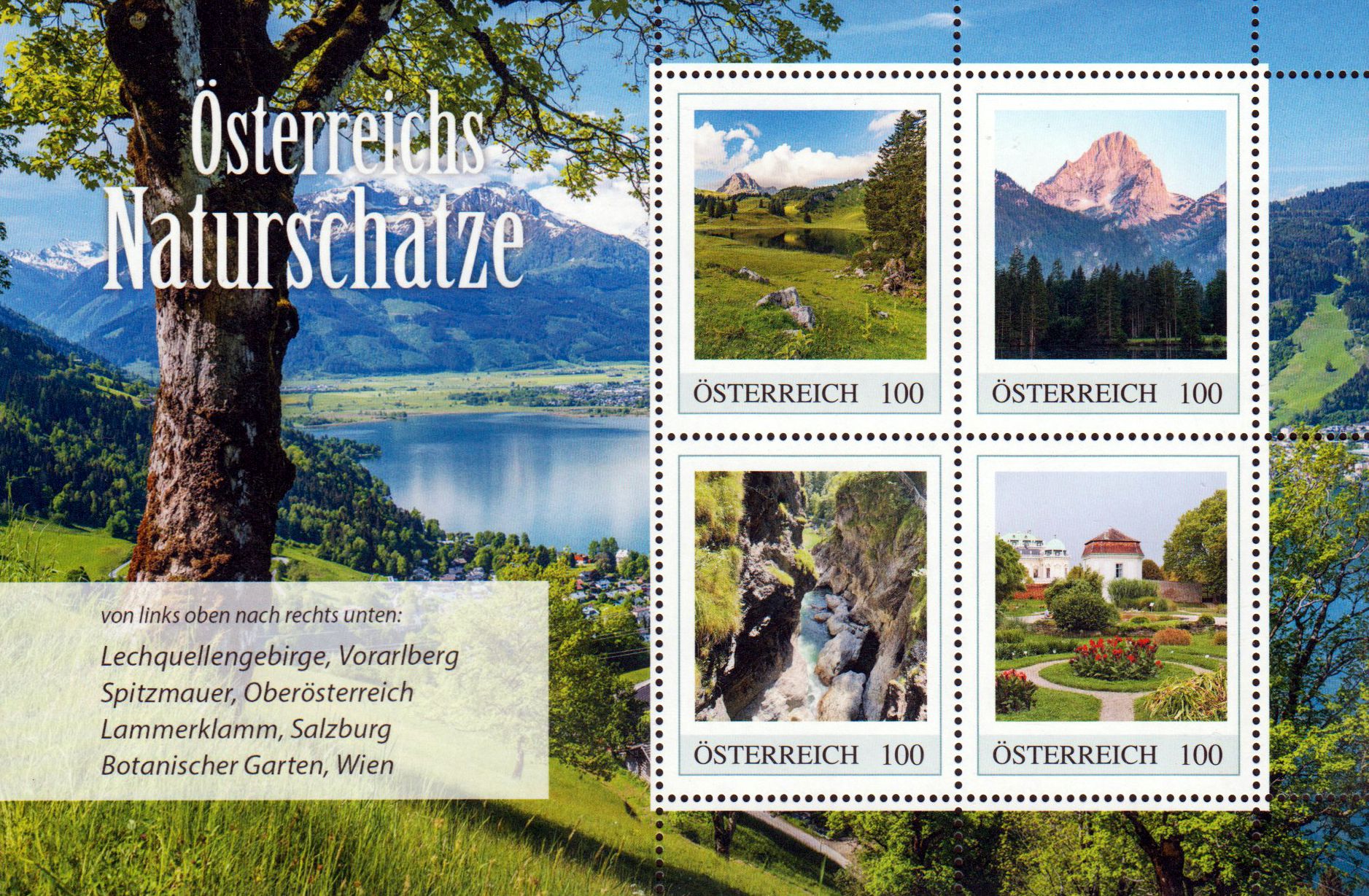 Markenedition 4, Naturschätze 2026, Lech- quellengebirge, Spitzmauer, Klamm, Garten