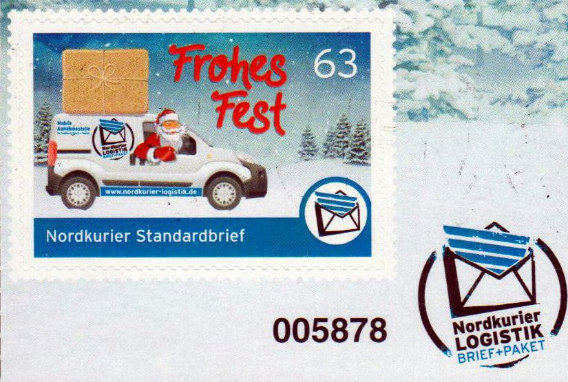 Frohes Fest, Weihnachten 2018, Eckrand- stück mit schwarzer Zählnummer!