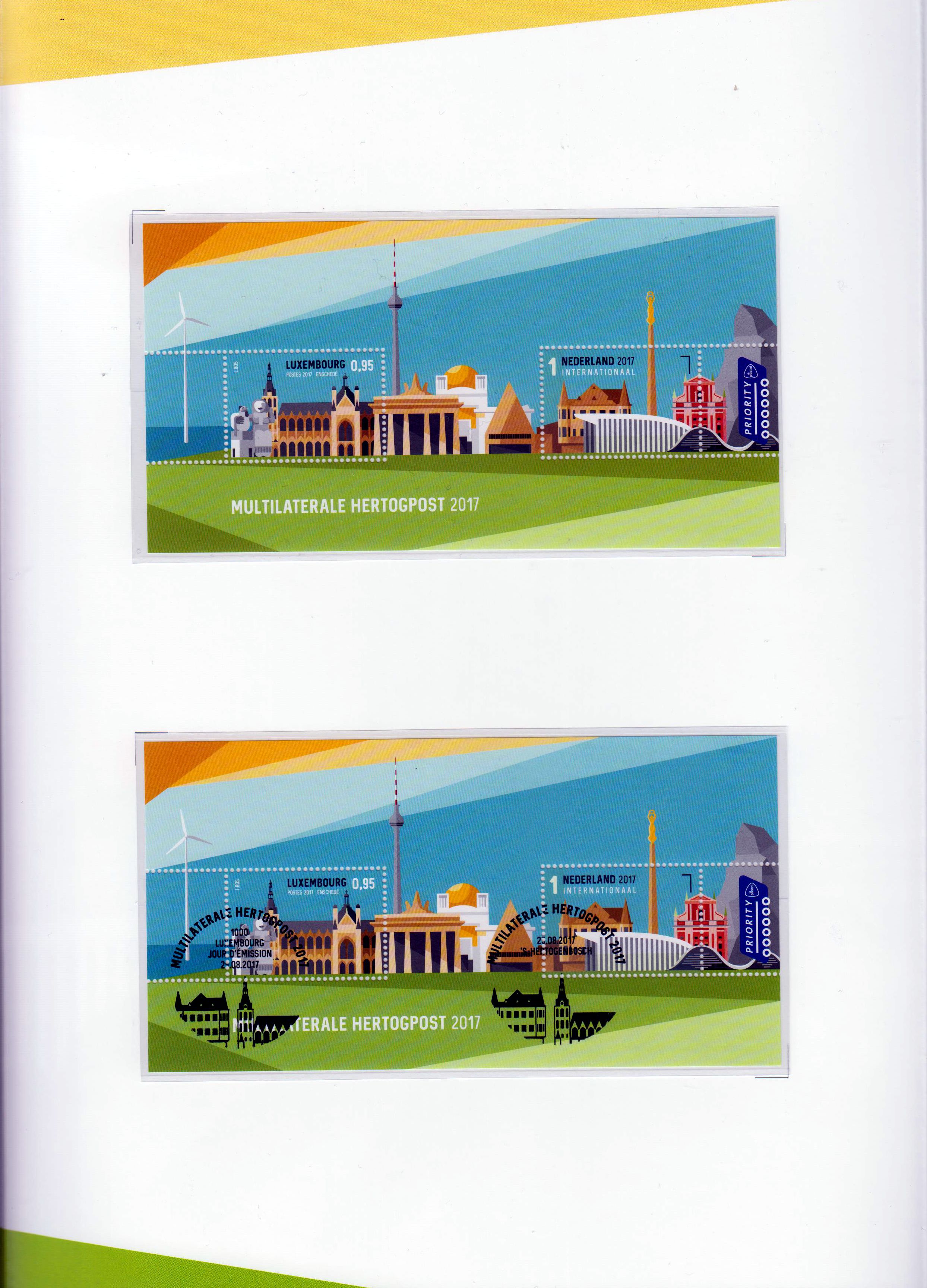 Kombi-Block: Hertogpostpost 2017, Folder mit allen 3 Blocks, Luxemburg