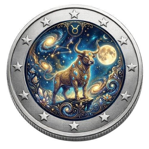 2 Euro Münze coloriert "Sternzeichen 2026 - Stier"