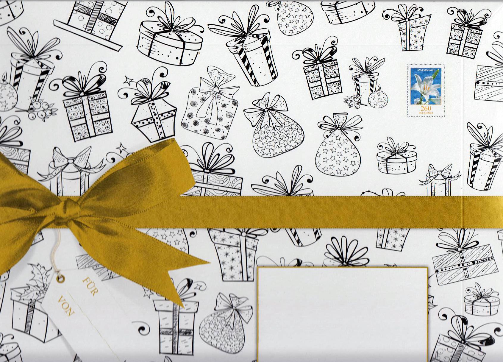 Geschenkedition 2016, Kartonage mit ein- gedruckter 260er Blumenmarke (349x249mm)