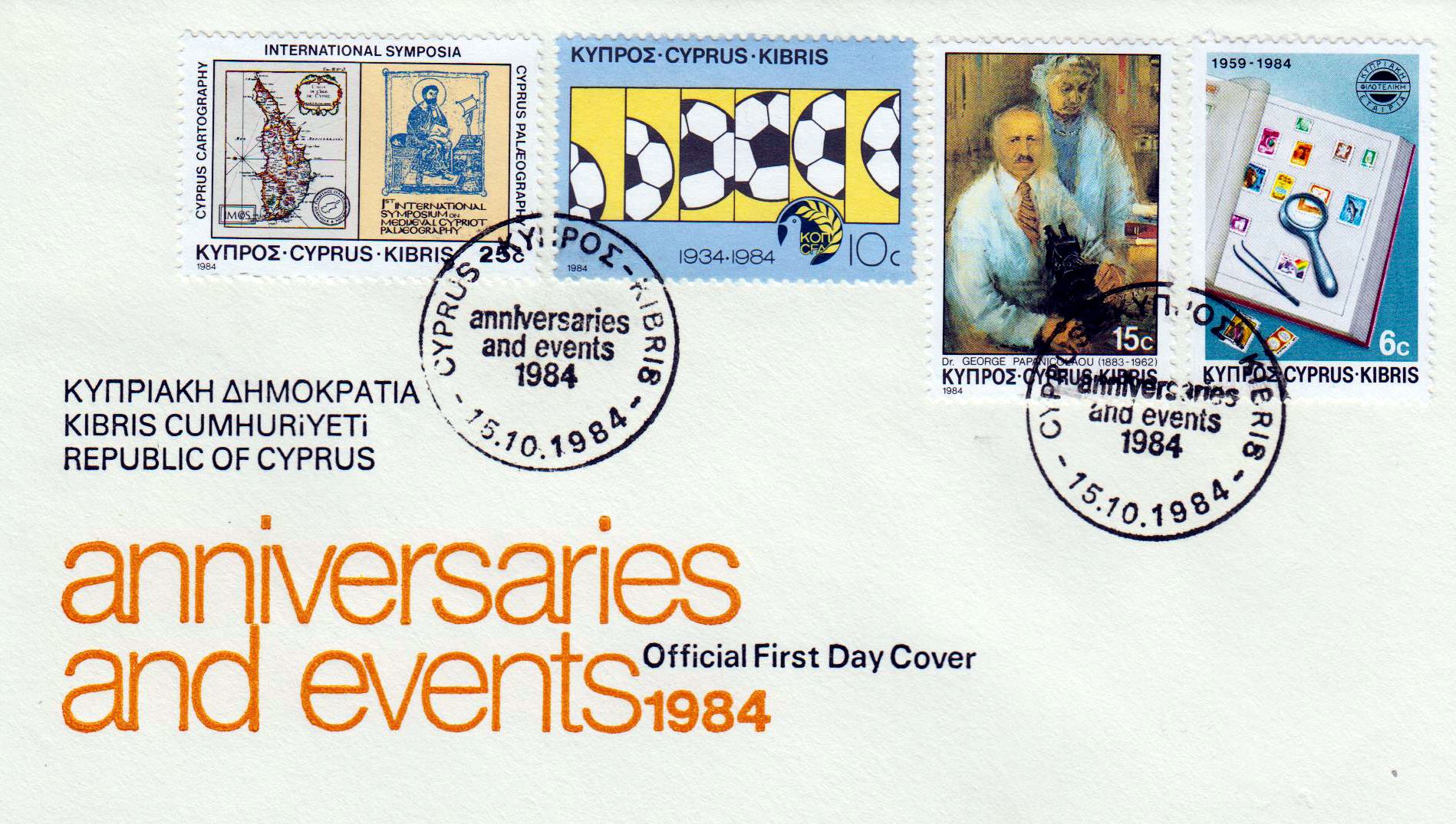 Events 1984 Philatelistenverband, Fußballbund, Papanicolaou, Kartografie und mittelalterlieche Schriften