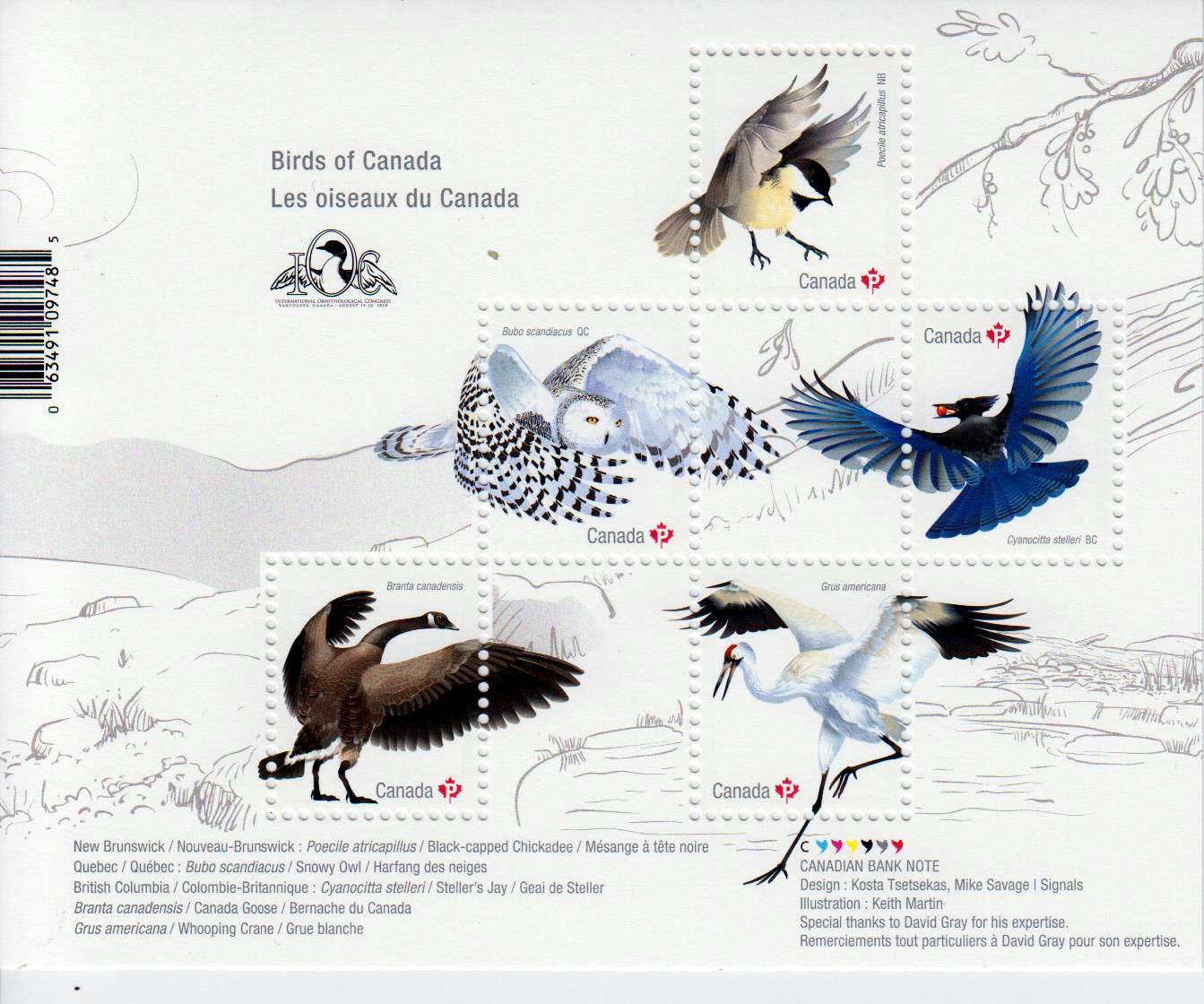 Block: Vögel in Kanada, Überdruck IOC