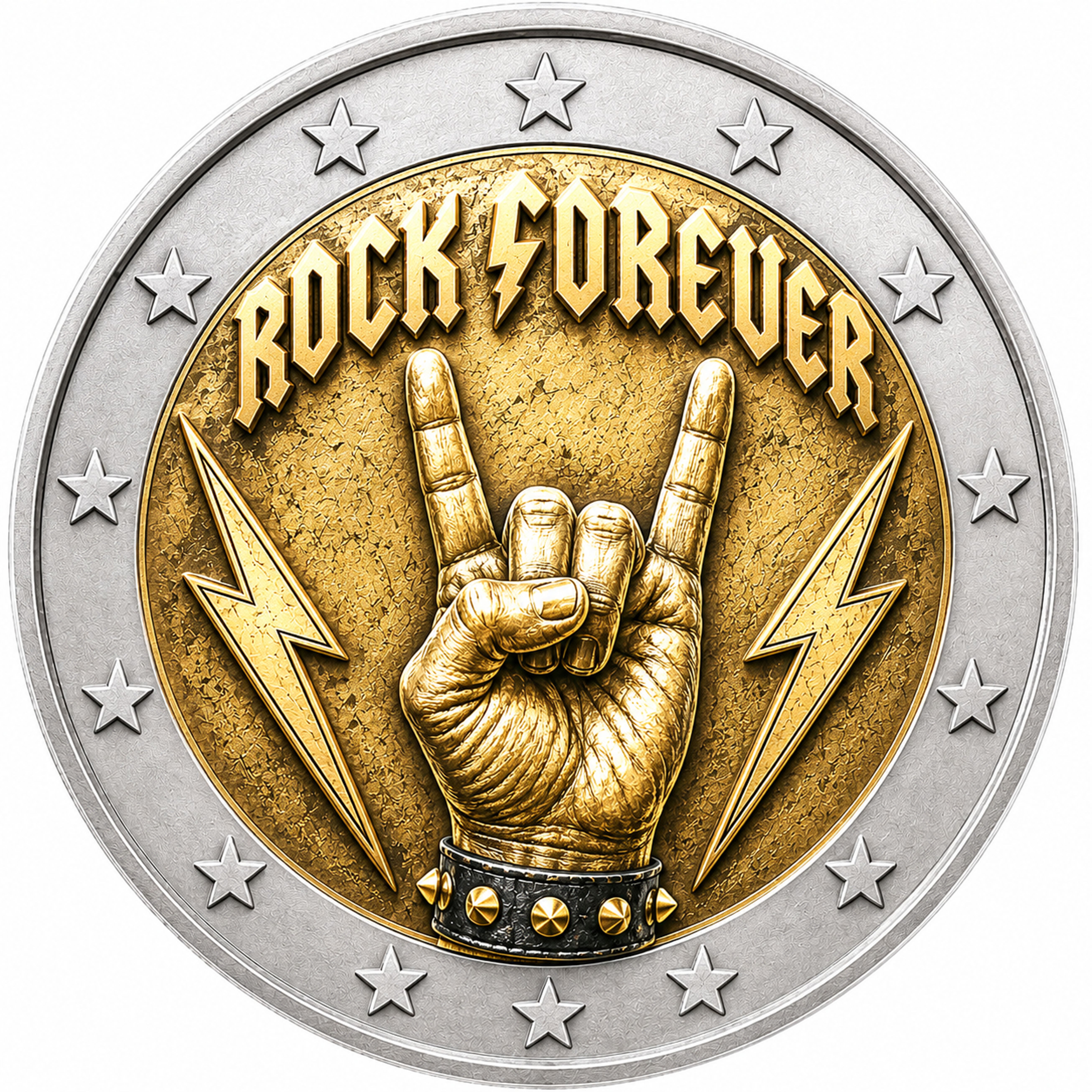 2 Euro Münze coloriert "Rock Forever" 2026