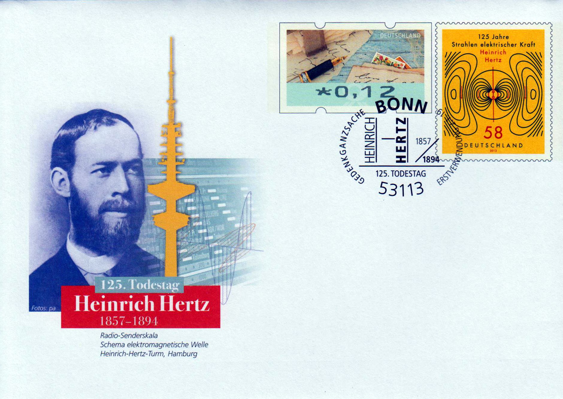 Heinrich Hertz 2019, mit Erstverwendungsstempel