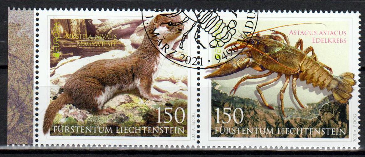 Europa 2021, Gefährdete Wildtiere, gestempelt