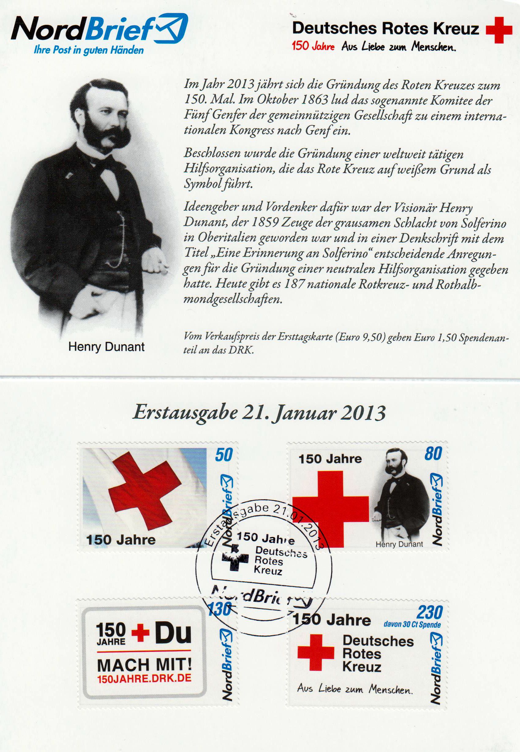 Klappkarte:150 Jahre Deutsches Rotes Kreuz 2013, GA
