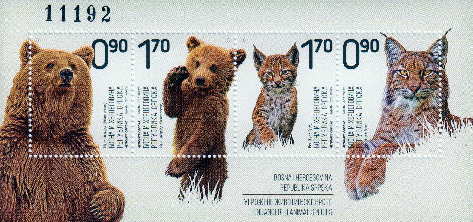Block: Gefährdete Tiere, Bär, Luchs