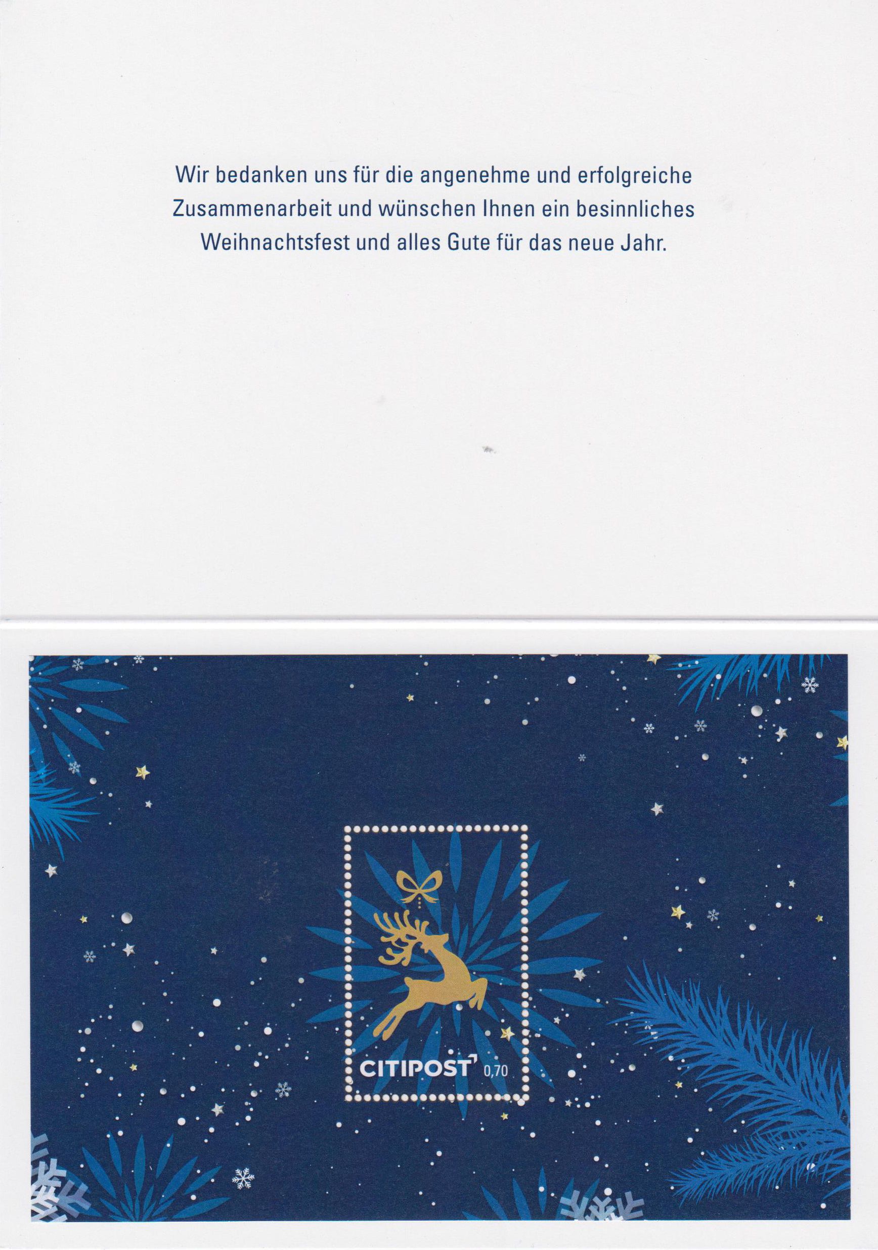 Block Weihnachten 2020, untergebracht in Faltkarte, gestempelt