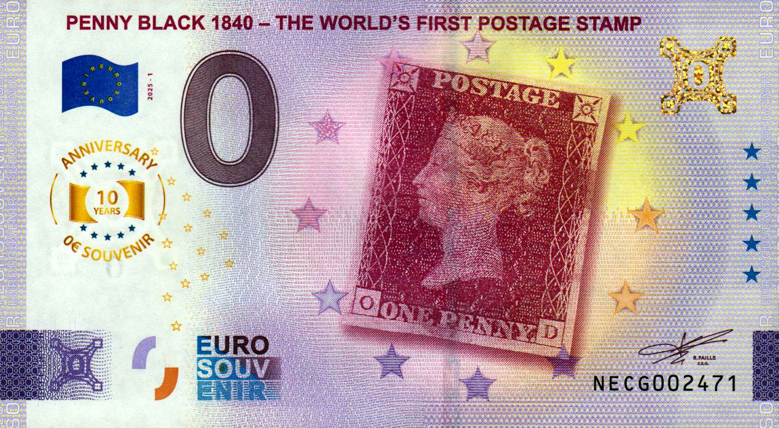 Penny Black 1840 - The Worlds first Postage Stamp 2025-1 Anniversary
