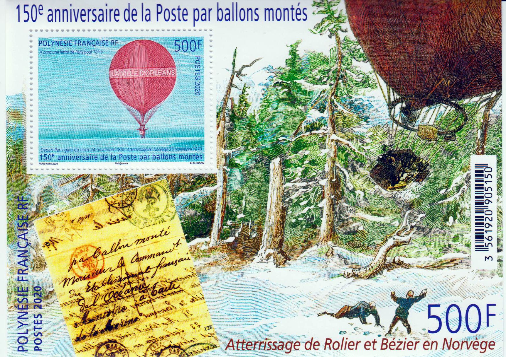 Block: 150 Jahre Ballon-Post 2020