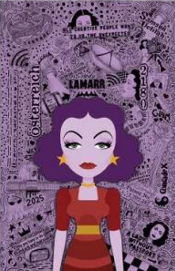 Block: Crypto Stamp Hackatao, Hedy die Erfinderin 2025, Ekstase-Violett