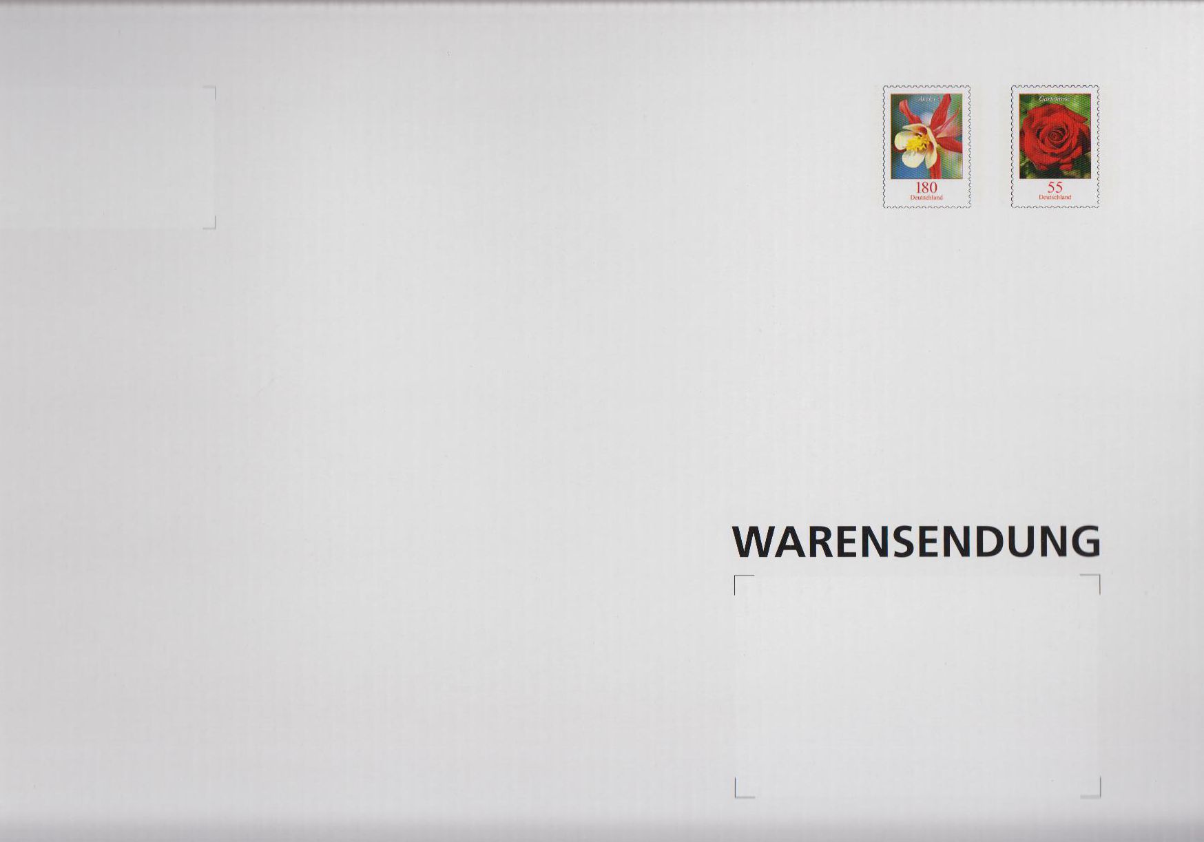 Warenpack Warensendung L, 180 + 55 ct, Faltkarton mit eingedr. Blumenmarken